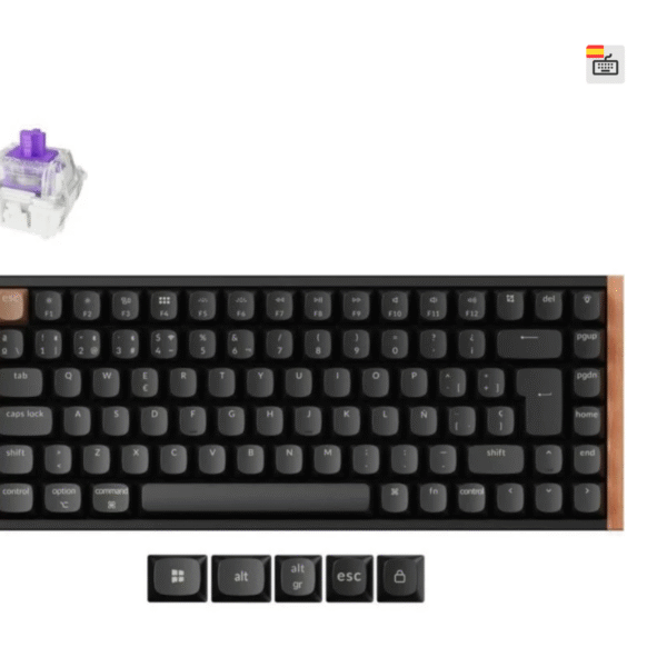 Keychron K2 HE Teclado Mecánico Gaming Magnético Inalámbrico Bluetooth Switch Purple Negro y Madera