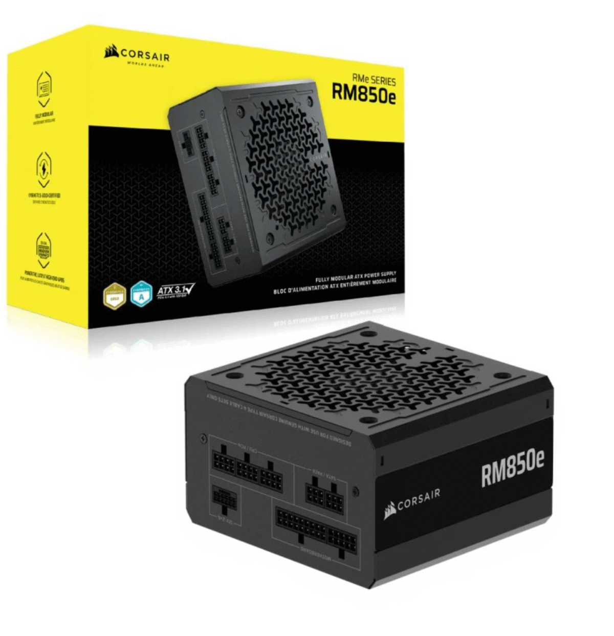 Fuente Alimentación Corsair RMe Series RM850e ATX 3.1 PCIe 5.1 850W Cybenetics 80 Plus Gold Modular - Imagen 1