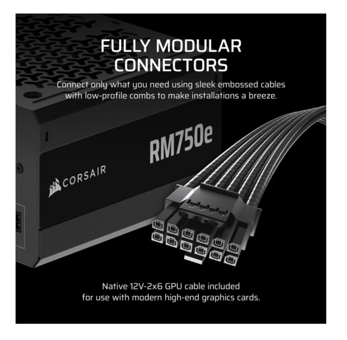 Fuente Alimentación Corsair RMe Series RM750e ATX 3.1 PCIe 5.1 750W Cybenetics 80 Plus Gold Modular - Imagen 2